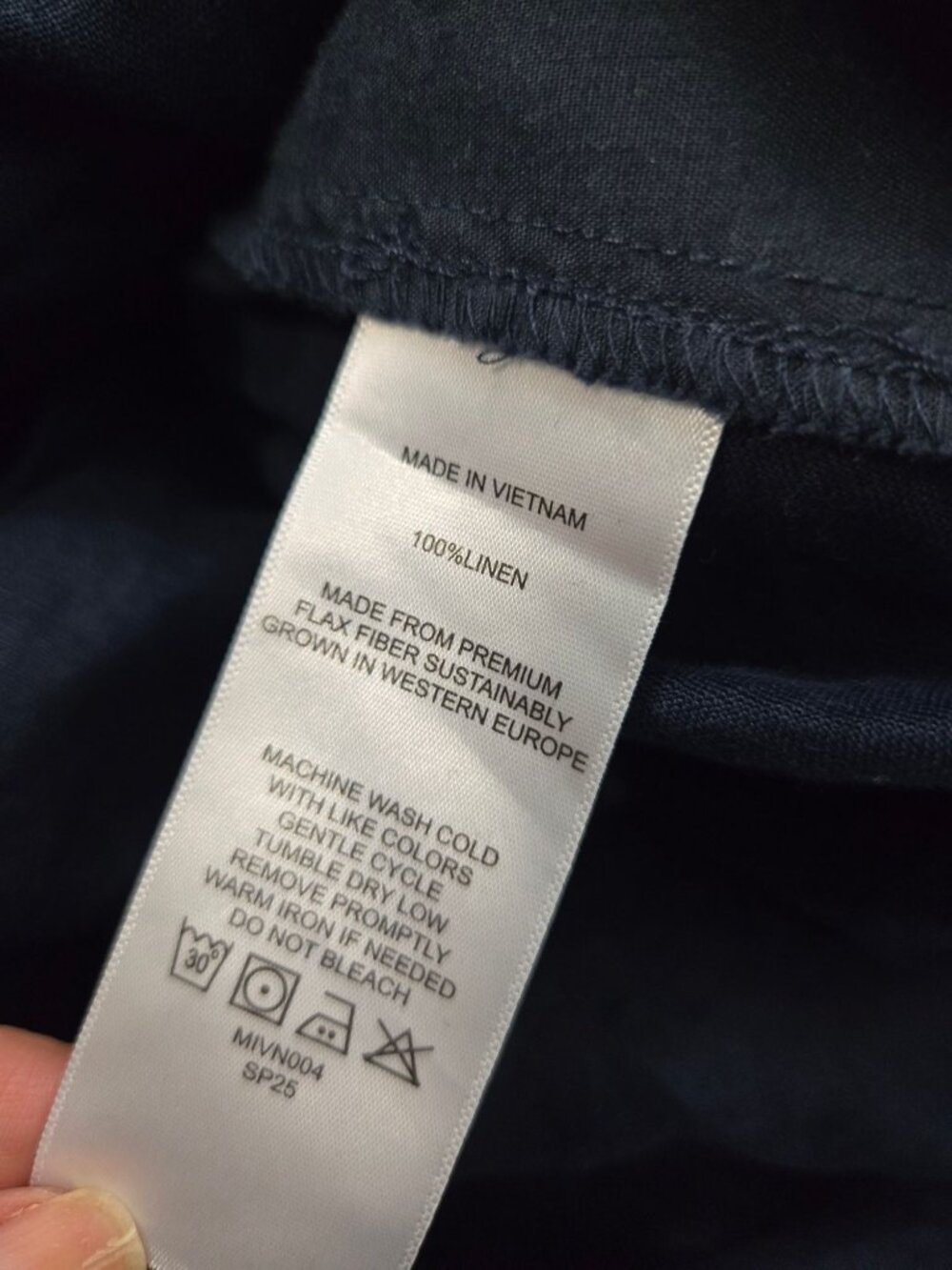 Quince Size L 100% Eauropean Linen Maxi Skirt Navy Side Slit Pull-On - Picture 8 of 10